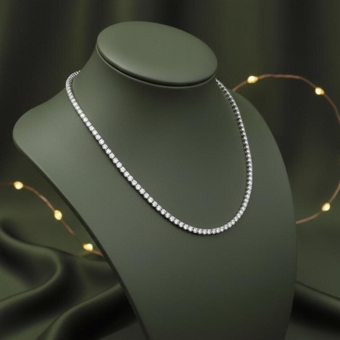 Sterling Silver Tennis Necklace — View 5