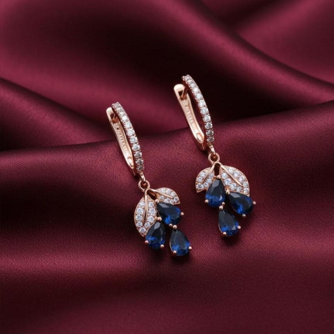 Azure Blue Teardrop Earrings — View 3