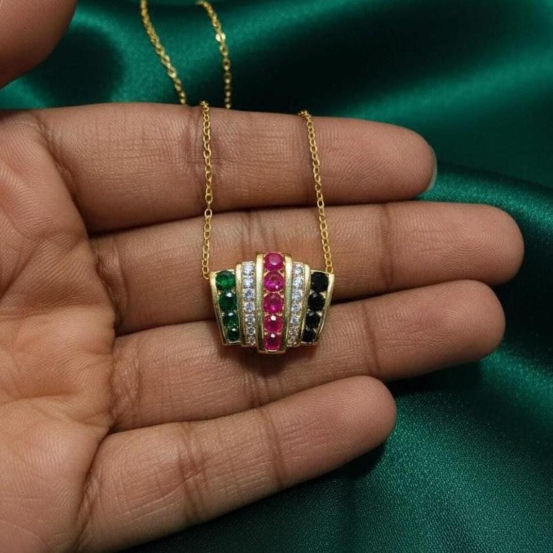 Multi Gemstone Pendant Necklace — View 2