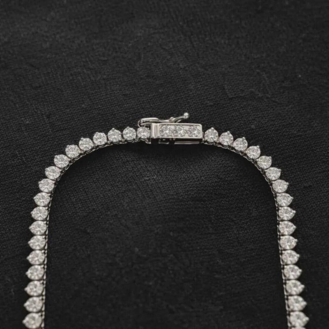 Dainty Pear Cut Diamond Tennis Necklace — View 4