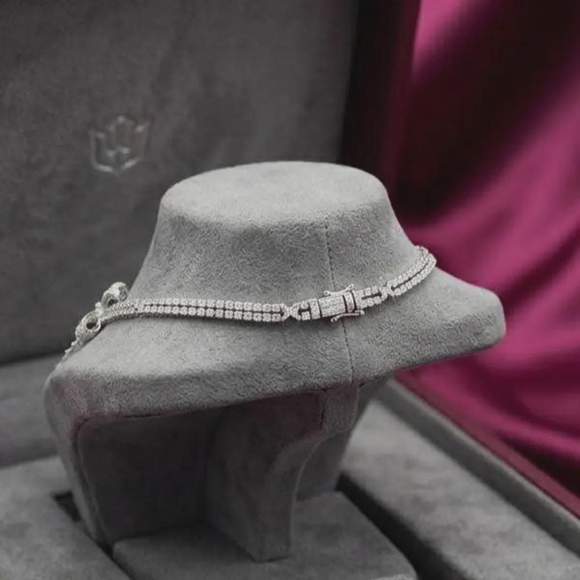 Sterling Silver Bow Tennis Necklace — View 4