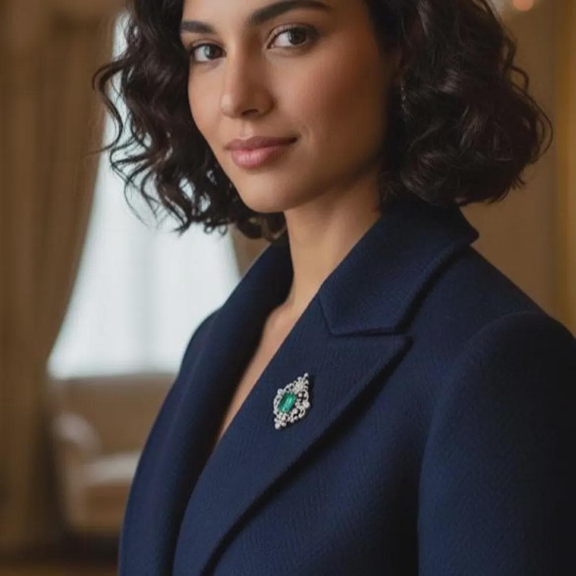 Emerald Diamond Brooch — View 3