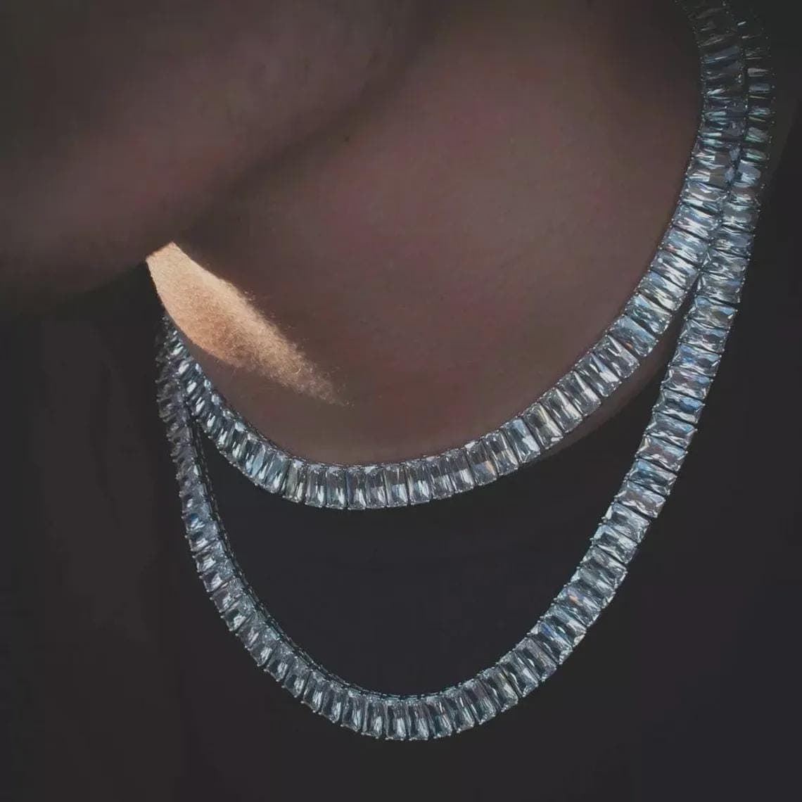 17CT Baguette cz stone Diamond Men's Tennis Necklace — View 3