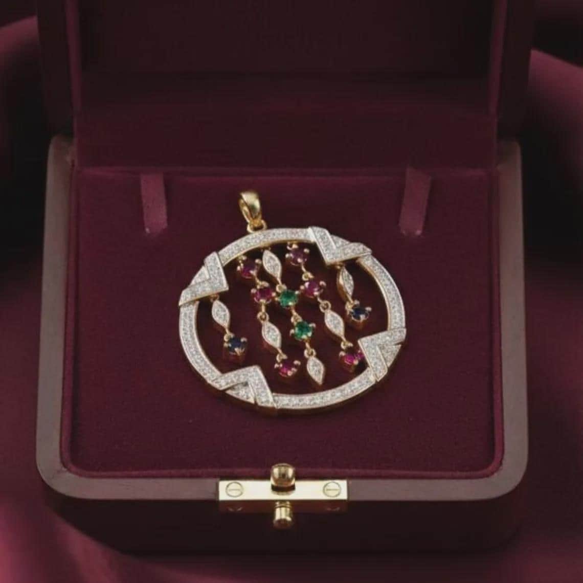 Luxury Precious Stone Cluster Pendant 14K Gold Plated — View 5