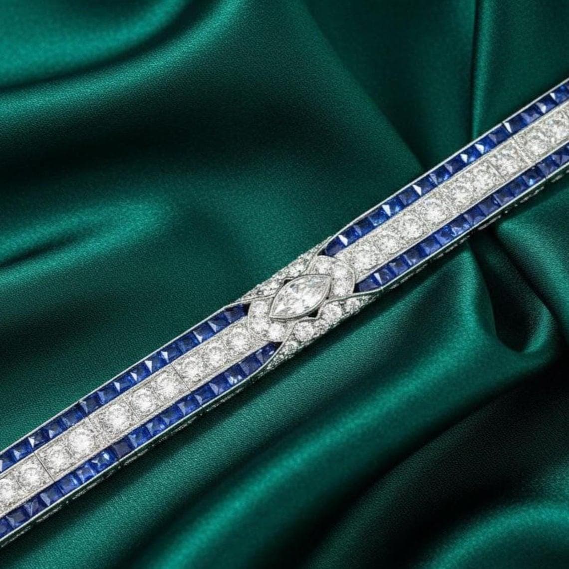 Sapphire Diamond Tennis Bracelet — View 3