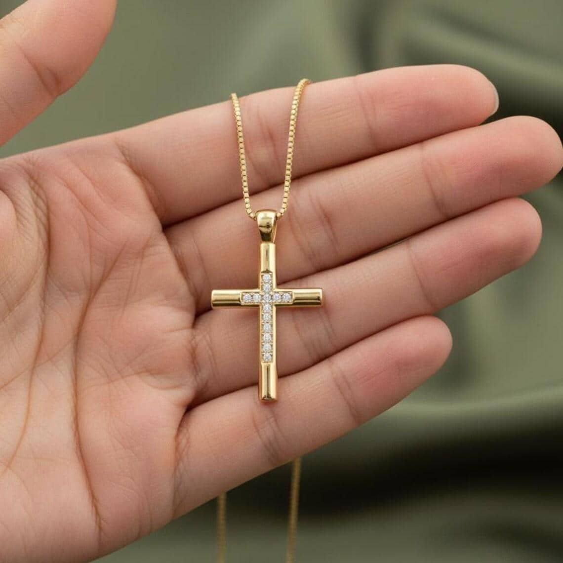 Gold Cross Necklace — View 2