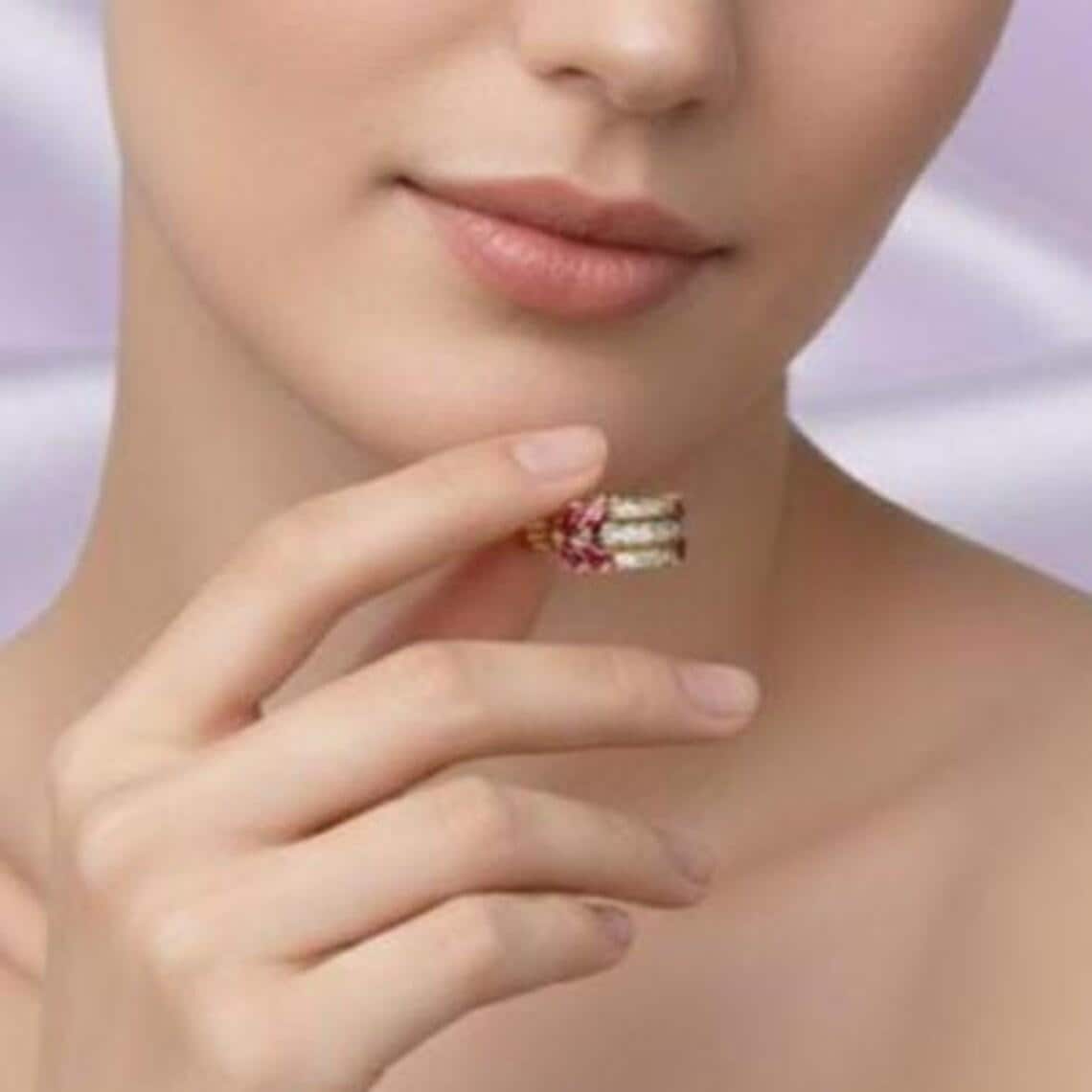 Luxury Pink Ruby & Diamond 14K Gold Plated — View 4