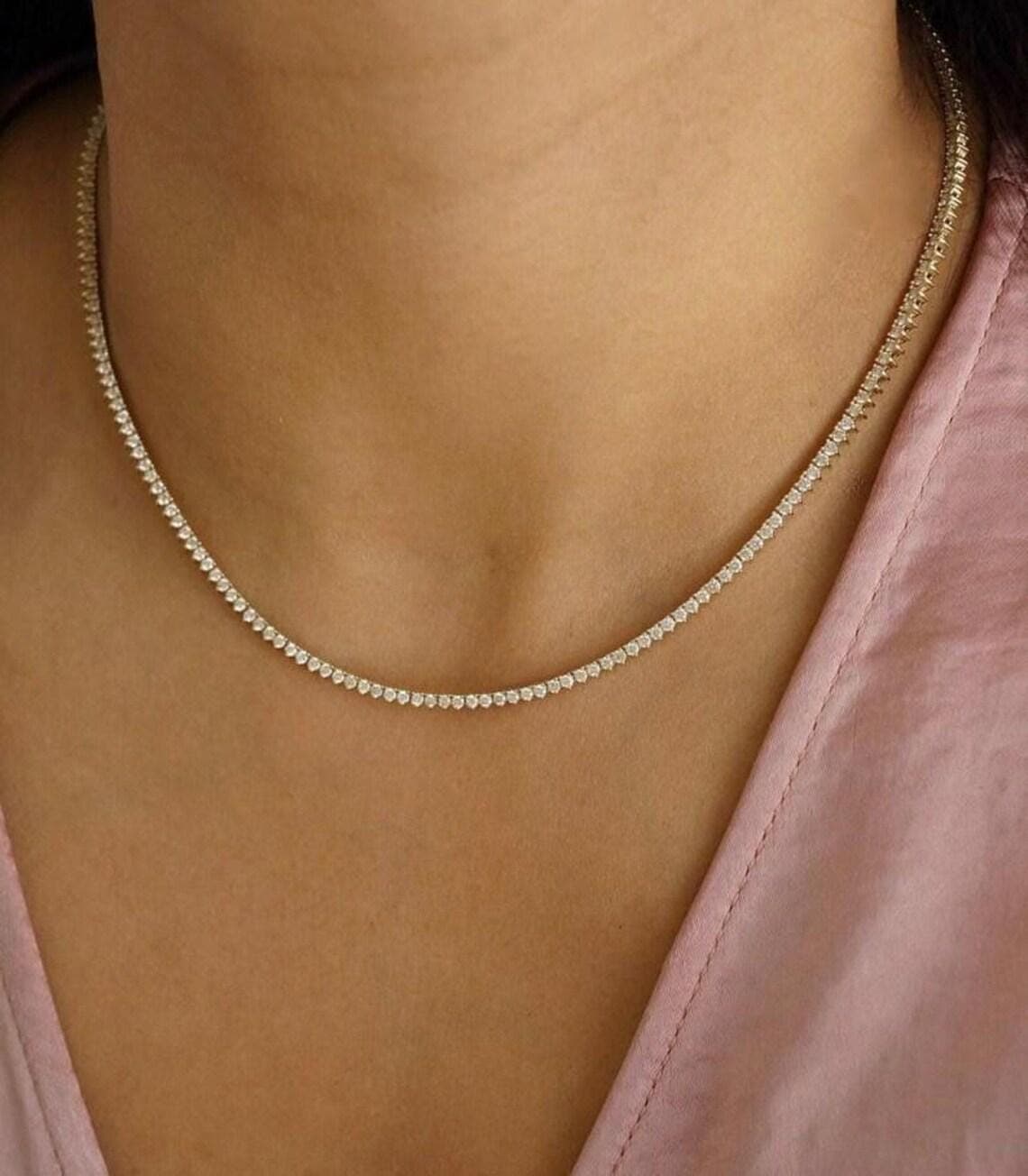 Dainty Diamond Tennis Necklace — View 2