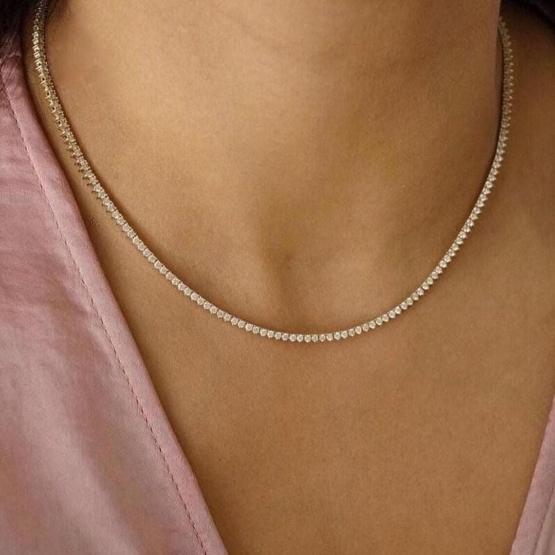 Dainty Diamond Tennis Necklace — View 3