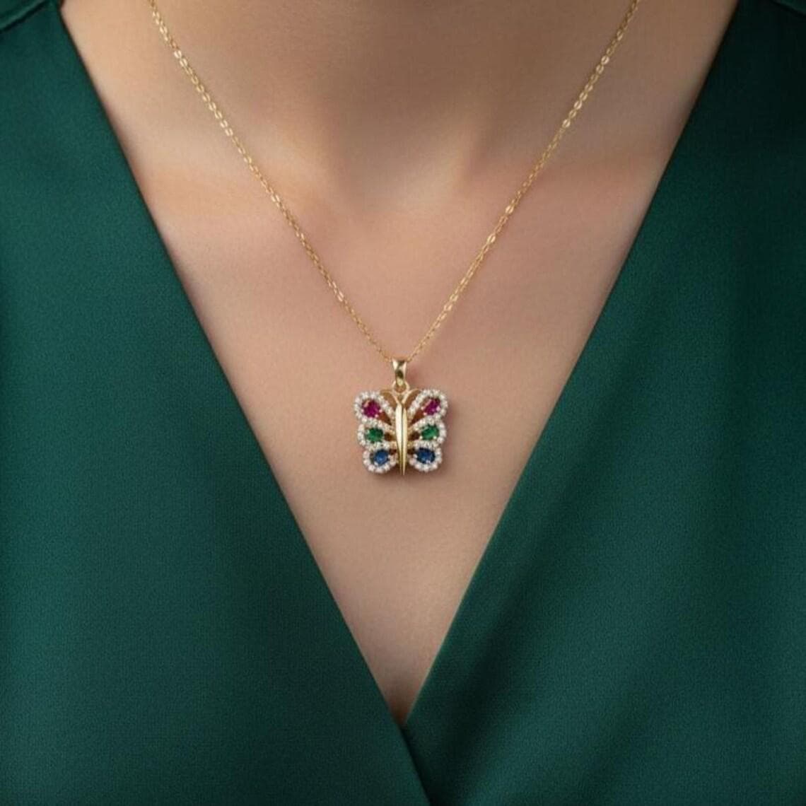Butterfly Pendant Necklace — View 3