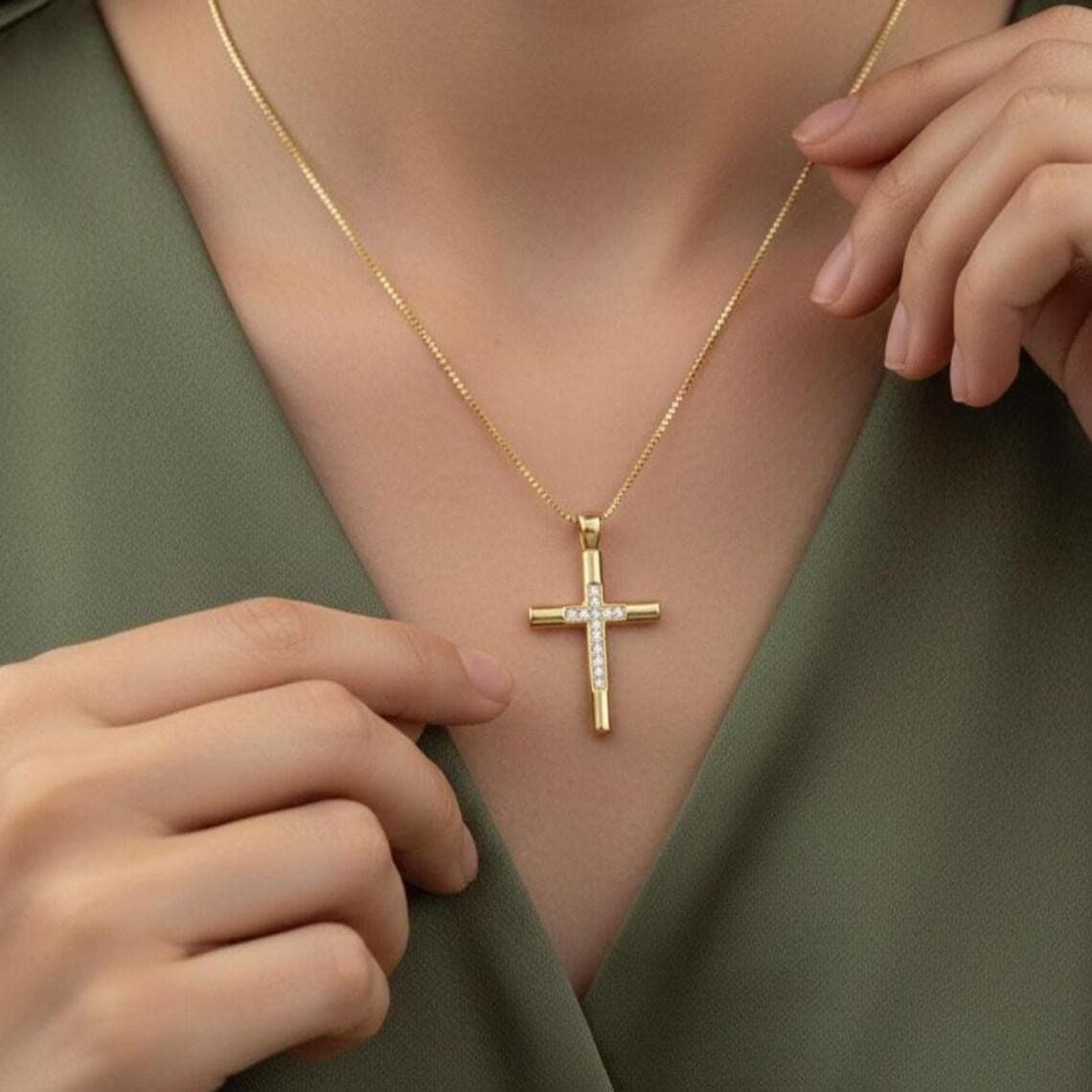 Gold Cross Necklace — View 4