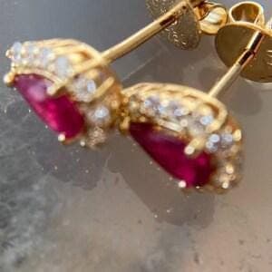 Ruby Teardrop Stud Earrings — View 3