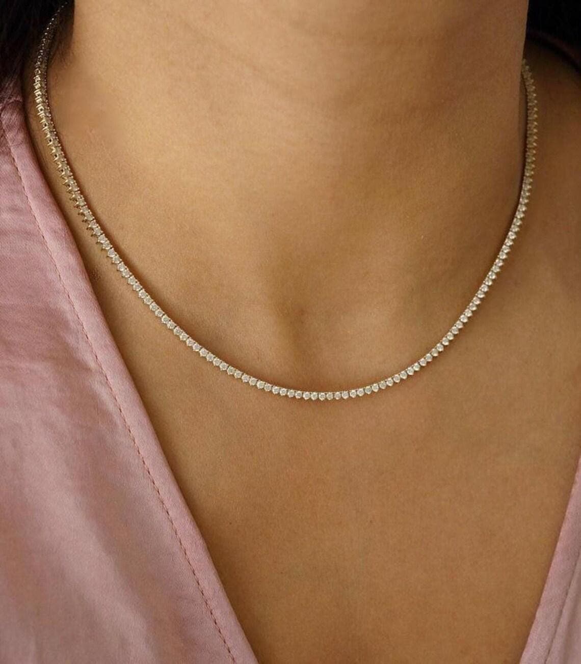 Dainty Diamond Tennis Necklace