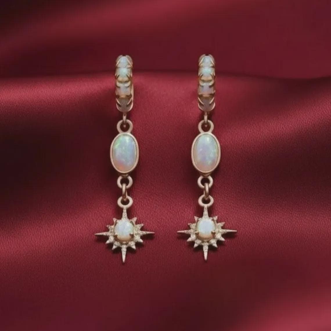 Opal Star Drop Earrings