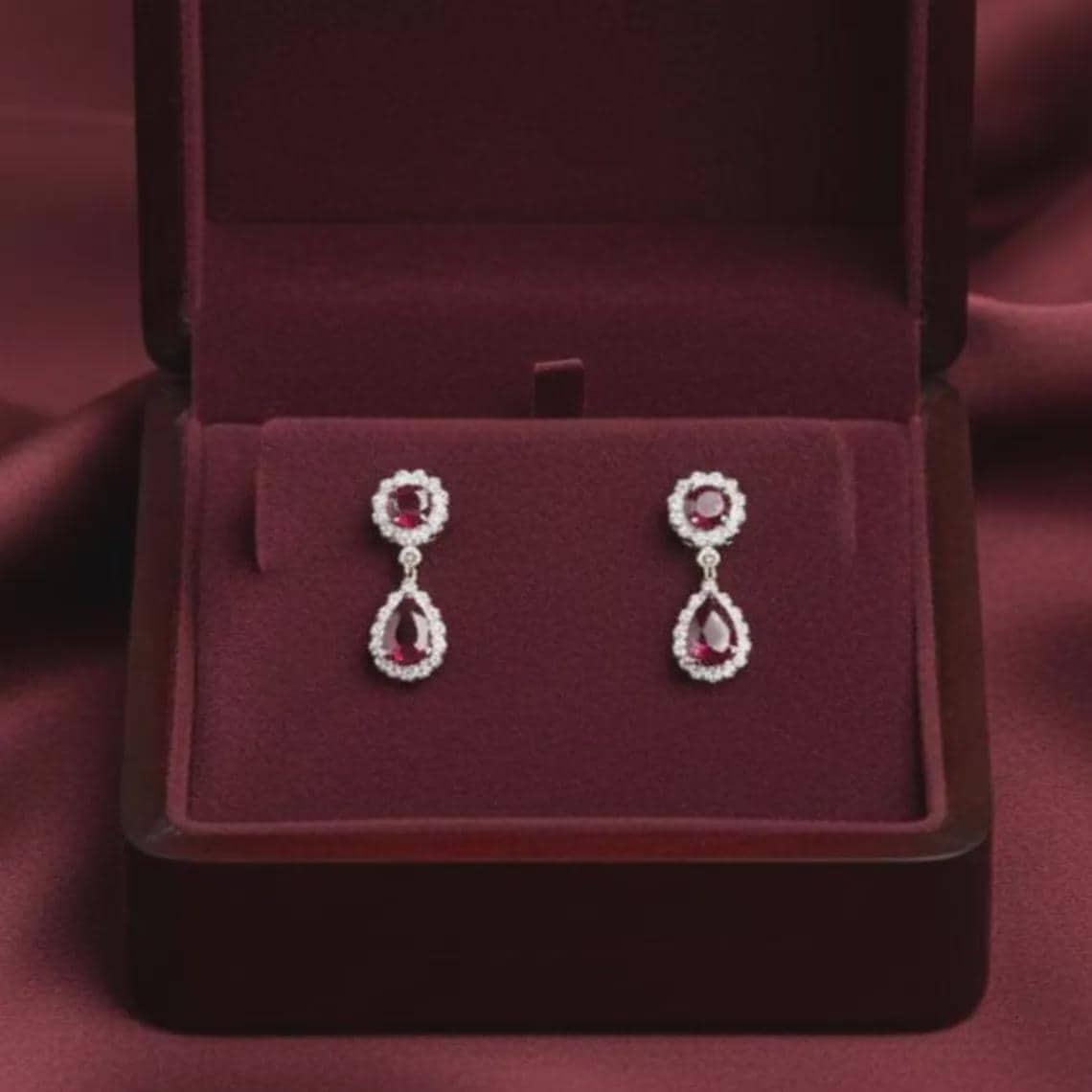 Golden Passion Ruby & Brilliant Diamond Drop Earrings — View 5