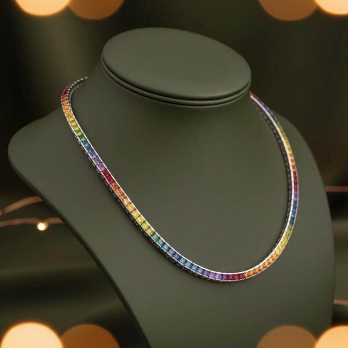 Rainbow Tennis Necklace — View 3