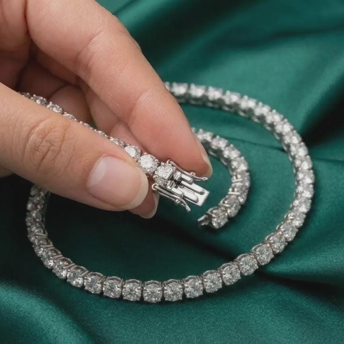 Moissanite Tennis Bracelet For Her 14K White Gold — View 3