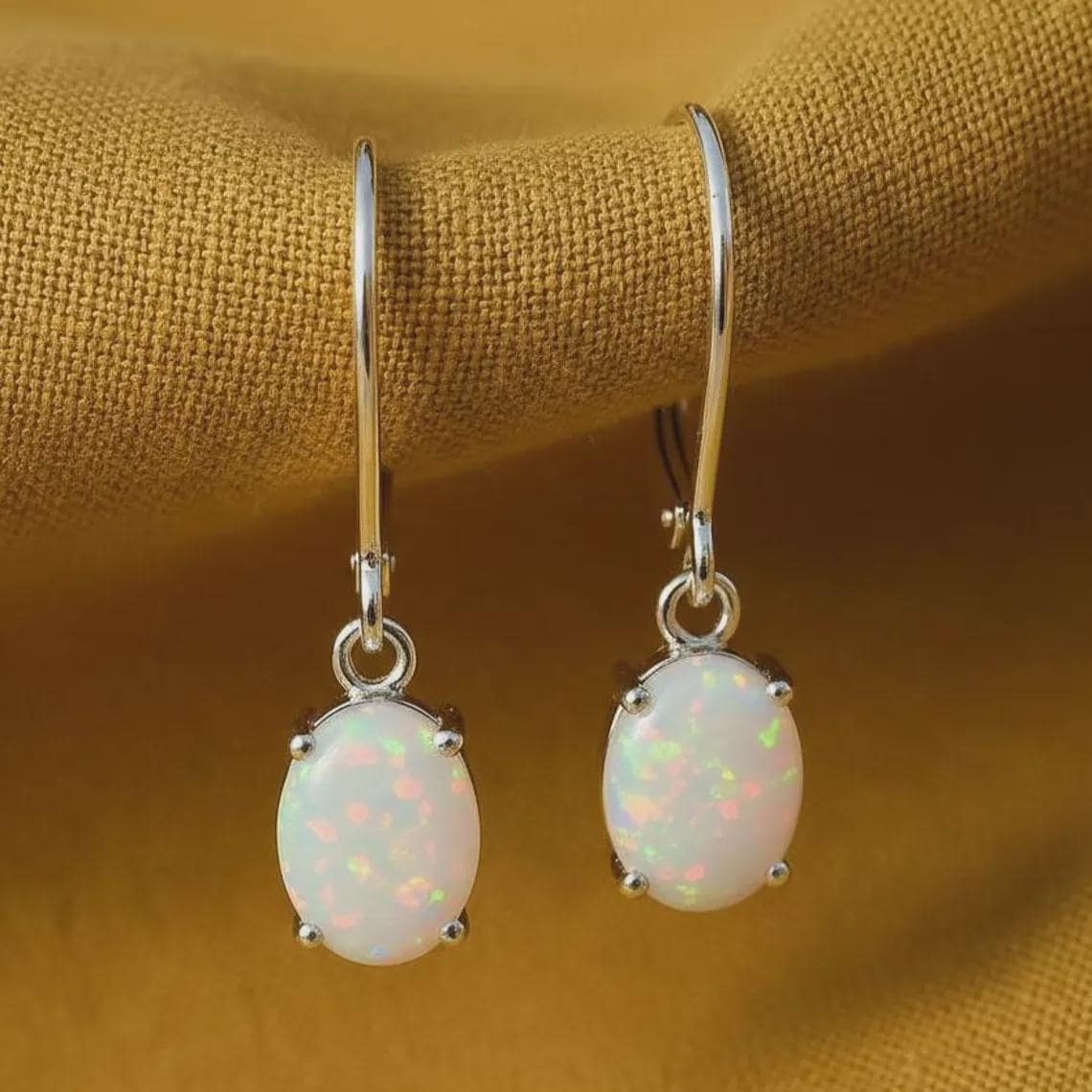 Dainty Oval Fire Opal Boho Bridal Jewelry
