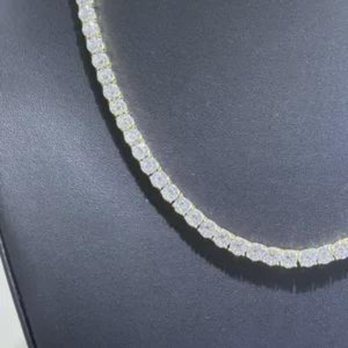 Moissanite Round Tennis Necklace: Platinum Over 925 Sterling — View 2