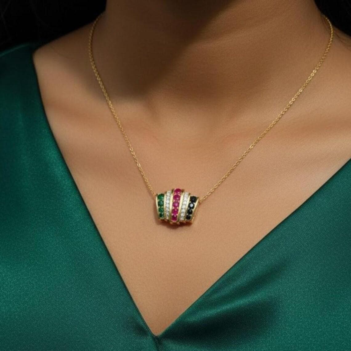 Multi Gemstone Pendant Necklace — View 3