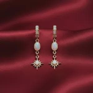Opal Star Drop Earrings — View 3
