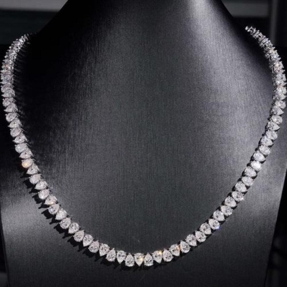 Pear Cut Moissanite Luxury Tennis Necklace