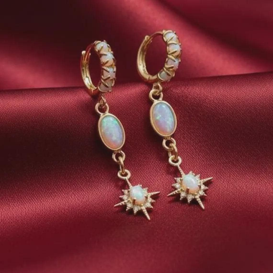 Opal Star Drop Earrings — View 2