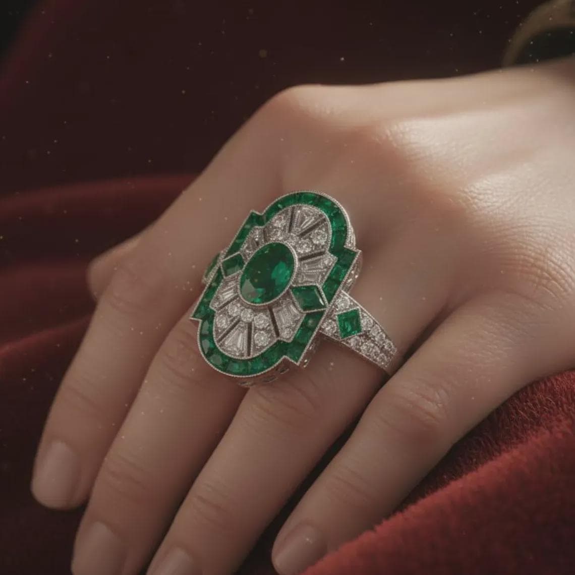Art Deco Emerald Statement Ring — View 2