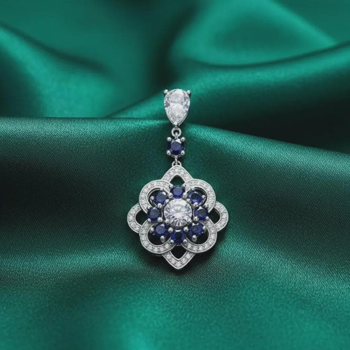Pear Cut Blue Sapphire Drop Earrings — View 5