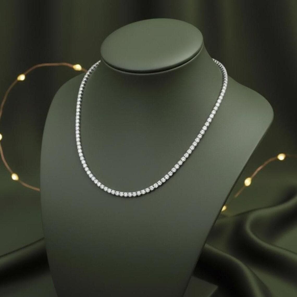 Sterling Silver Tennis Necklace — View 4