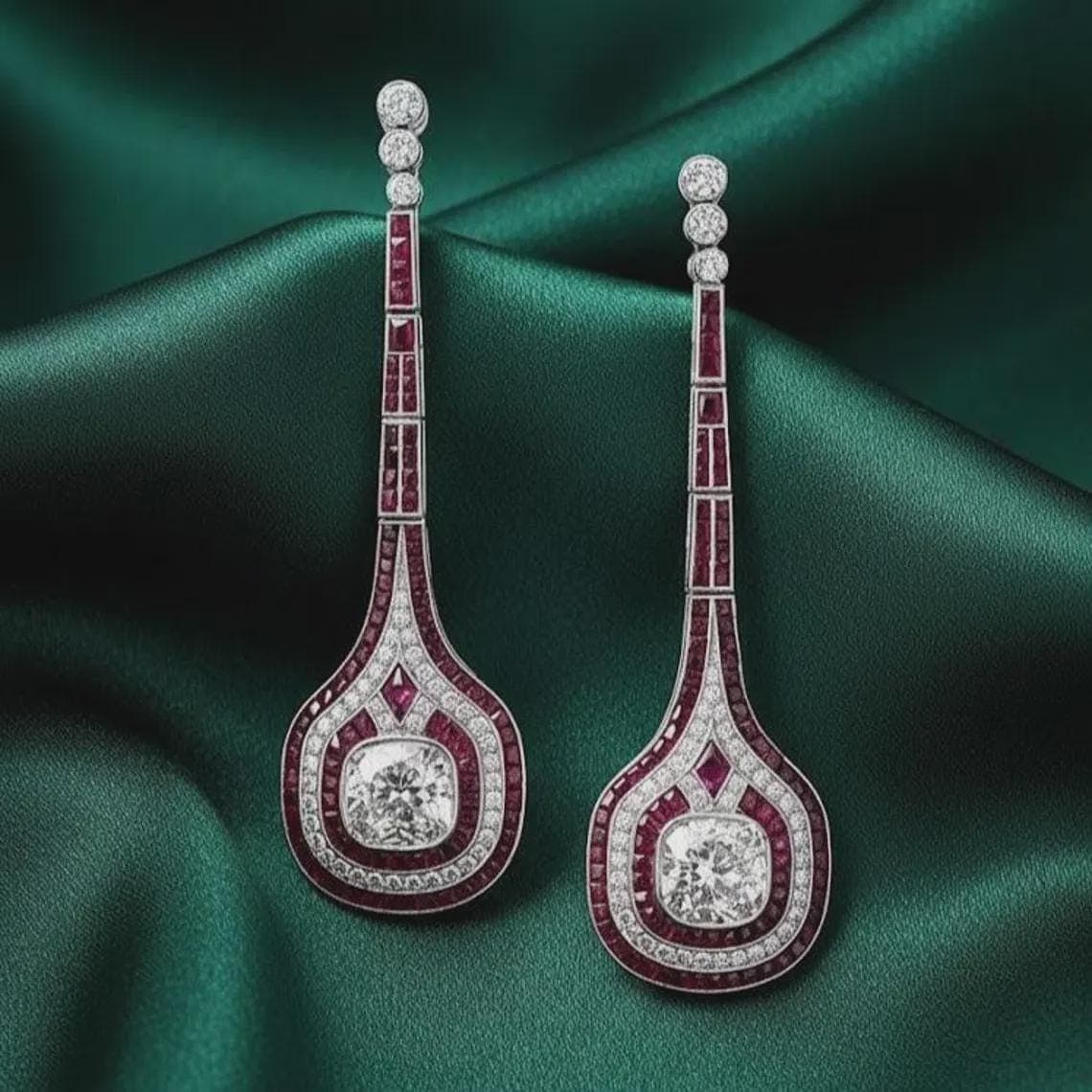 Art Deco Ruby Diamond Earrings