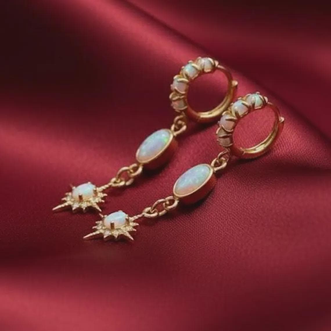 Opal Star Drop Earrings — View 4