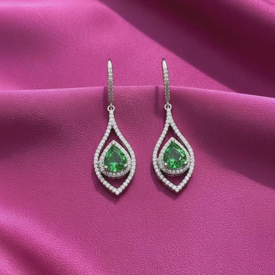 Green Peridot Dangle Earrings
