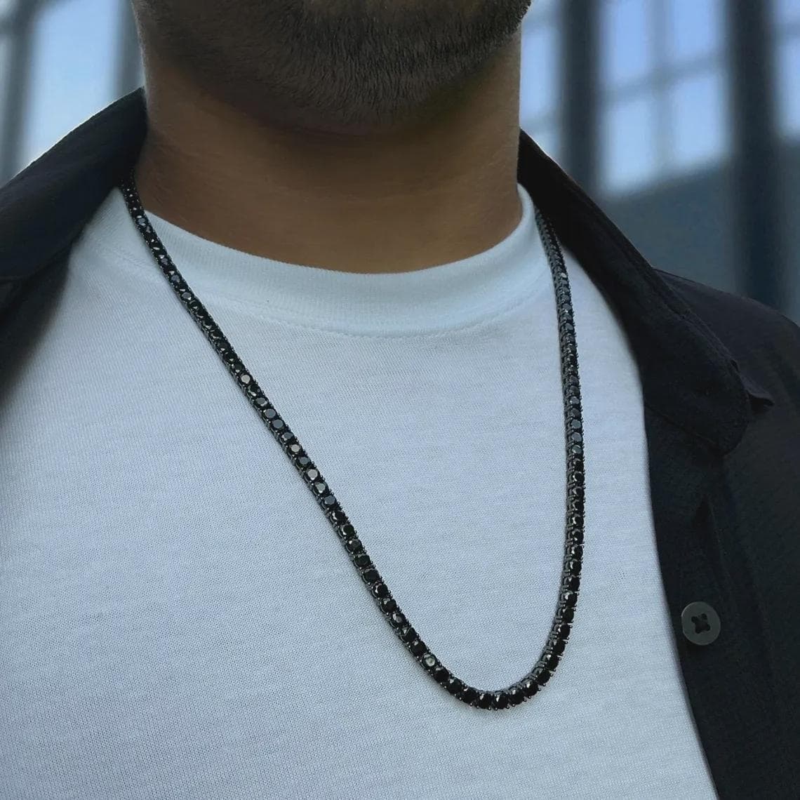 Black Moissanite Tennis Necklace — View 3