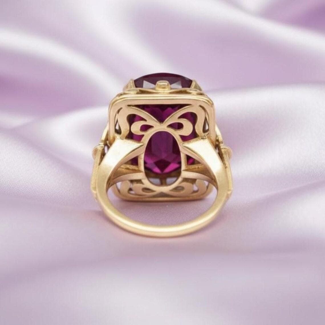 14K Gold Plated Vintage Red Ruby & Diamond — View 4