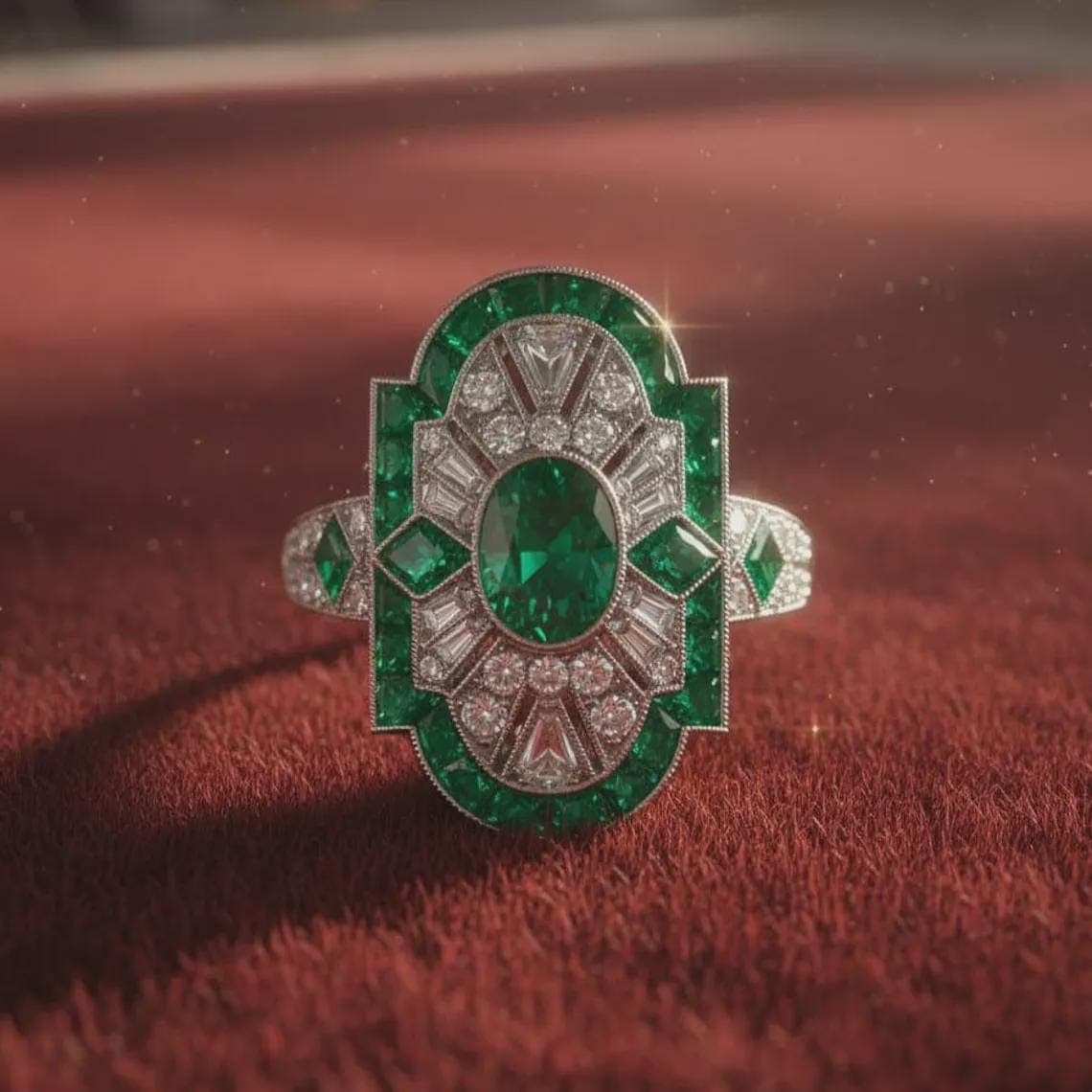 Art Deco Emerald Statement Ring — View 5